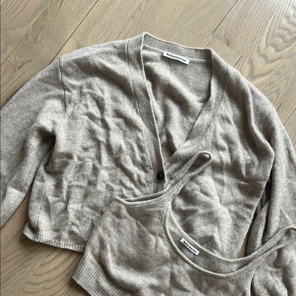 Reformation Tan Women's Sweater Set